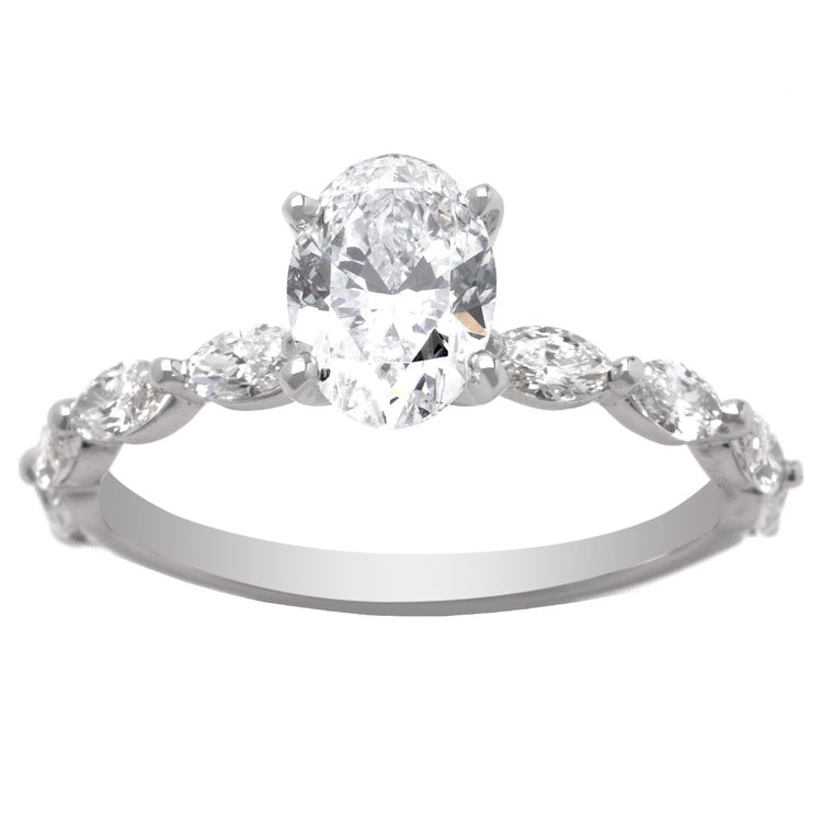 14K WG Marquise Diamond Ring; 0.70 CTW