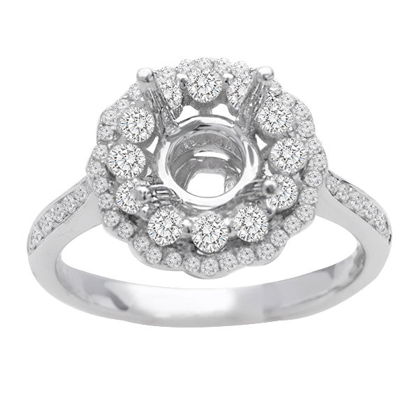 Yasmeen Double Halo Floral Diamond Engagement Ring; 0.60ctw