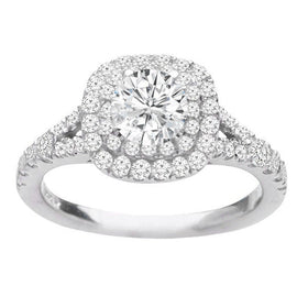 Ellie Double Halo Diamond Engagement Ring in 14K White Gold; 0.60 ctw
