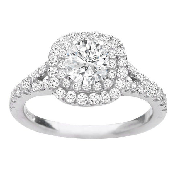 Ellie Double Halo Diamond Engagement Ring in 14K White Gold; 0.60 ctw