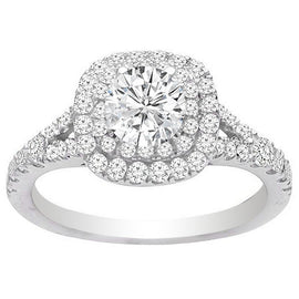 Ellie Double Halo Engagement Ring in 14K White Gold; 0.60 ct