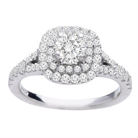 Double Halo Lab Grown Diamond Engagement Ring in 14K WG Ellie; 1.60 ctw