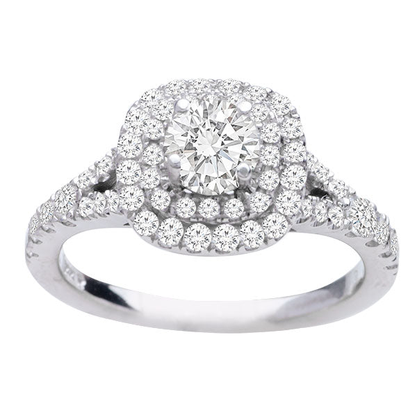 Double Halo Lab Grown Diamond Engagement Ring in 14K WG Ellie; 1.60 ctw