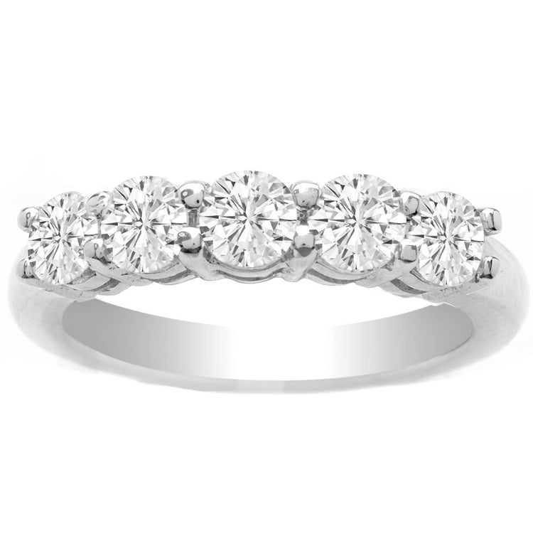 14K White Gold 5 Stone Band; 1.15 ct