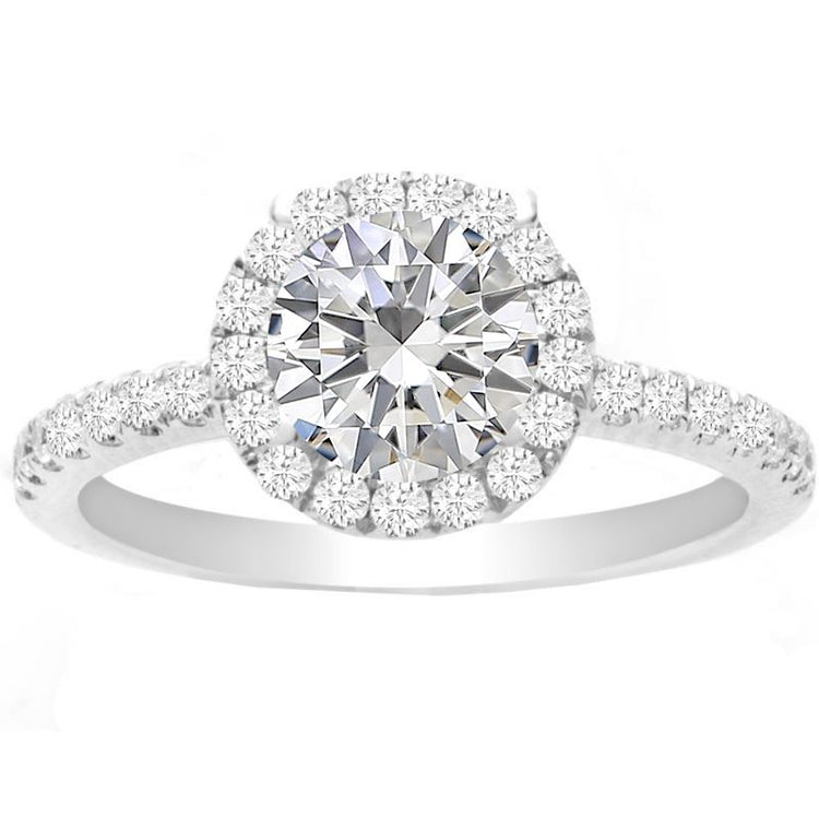 Daisy Round Halo Engagement Ring in 14K White Gold; 0.35 ctw