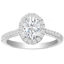 Beatrice Oval Halo Engagement Ring in 14K White Gold; 0.34 ct