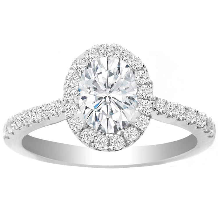Beatrice Oval Halo Engagement Ring in 14K White Gold; 0.34 ct