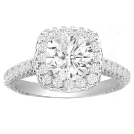Cara Cushion Halo Engagement Ring in 14K White Gold; 1.32ct