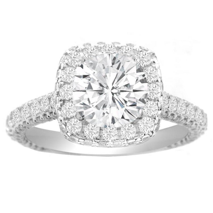 Cara Cushion Halo Engagement Ring in 14K White Gold; 1.32ct