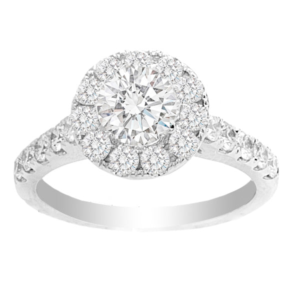 Tory 14KWG Round Halo Engagement Ring; 2.45 ctw
