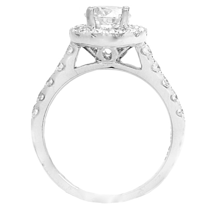 Halo Engagement Diamond Ring 14K WG Vera; 1.85 ctw