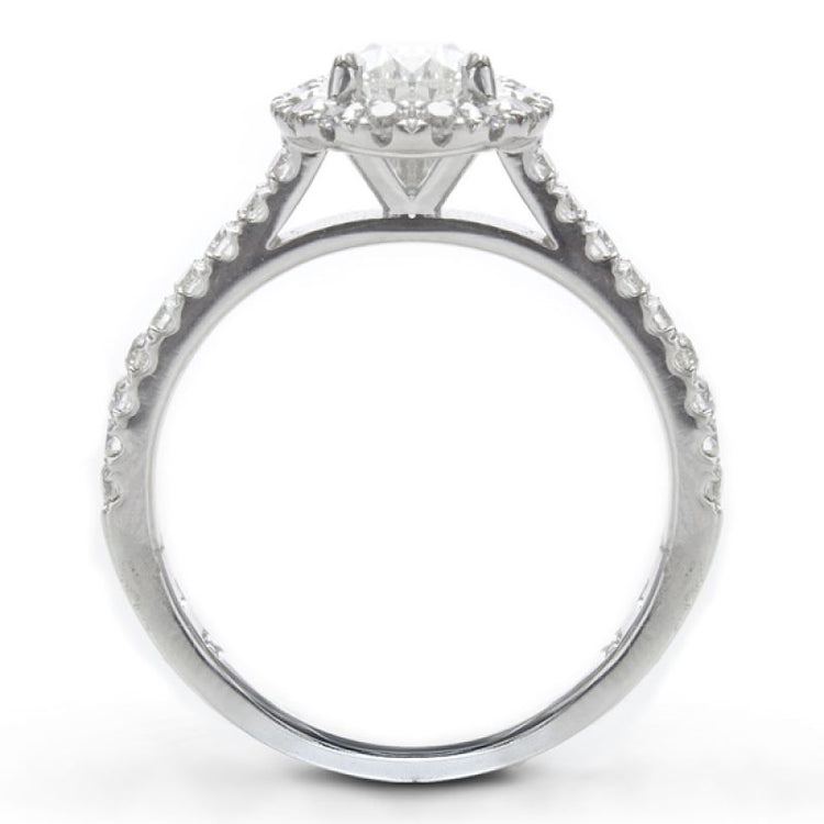 Pear .90ct GIA Diamond Halo Ring In 14k WG; 1.40 Ctw