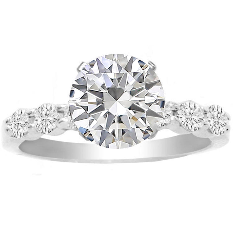 Adrienne Round Engagement Ring in 14K White Gold; 0.56 ctw
