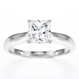 Delia Solitaire Ring in 14K White Gold