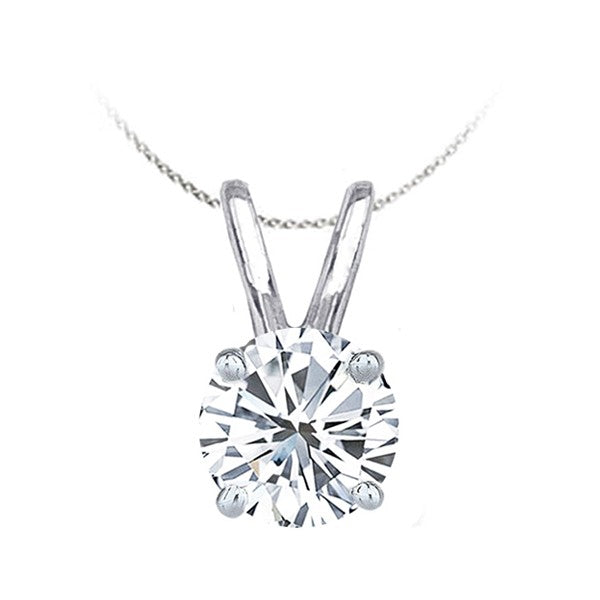 Solitaire Diamond Pendant in 14K White Gold; Shown with 0.50 ctw white gold