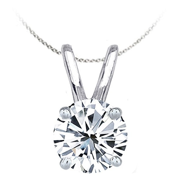 Solitaire Diamond Pendant in 14K White Gold; Shown with 1.00 ctw white gold