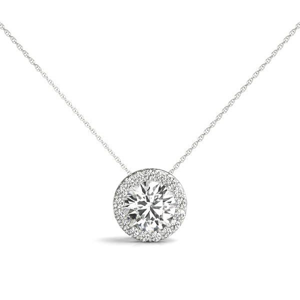 14K WG Diamond Halo Pendant; 0.93 CTW