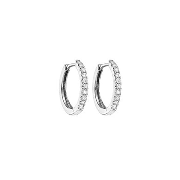 Petite Diamond Hoop Earrings in 14K White Gold; .265 ctw white gold
