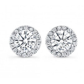 14K White Gold Diamond Halo Studs; 0.60 Ctw