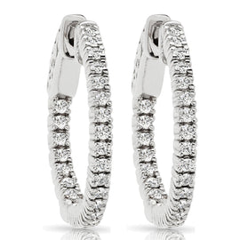 14K WG Diamond Hoop Earrings; 10.60 CTW