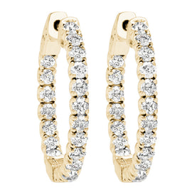 14K YG Diamond Hoop Earrings; 9.70 CTW