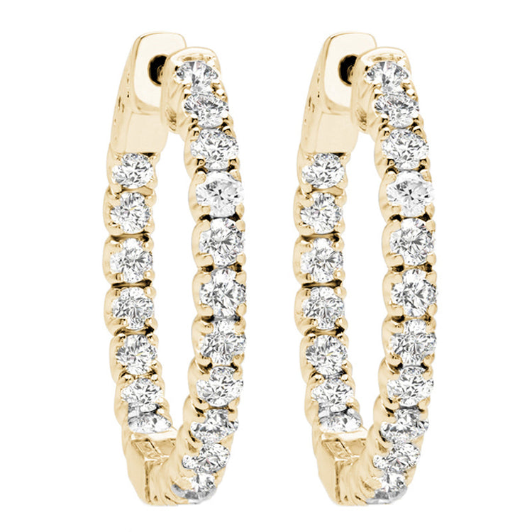 14K YG Diamond Hoop Earrings; 9.70 CTW