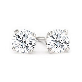 14K White Gold GIA Diamond Stud Earrings; 1.40 Ctw
