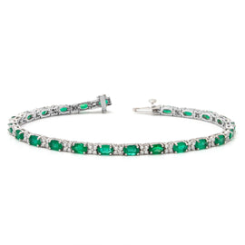 4.72ct Oval Emerald & Diamond Bracelet; 5.89 CTW