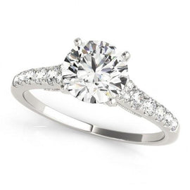 Amelie Trilogy Diamond Engagement Ring 0.58 Carat Round Diamond M Color SI2 Clarity