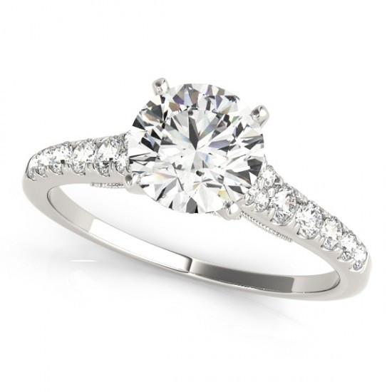 Amelie Trilogy Diamond Engagement Ring 0.58 Carat Round Diamond M Color SI2 Clarity