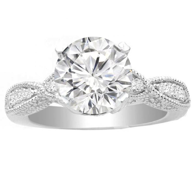Paula Milgrain Engagement Ring in 14K Gold; 0.50 ctw