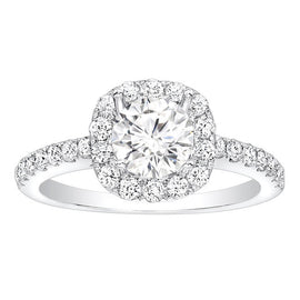 Anya 14K White Gold Diamond Halo Engagement Ring; Diamond 0.55 ctw