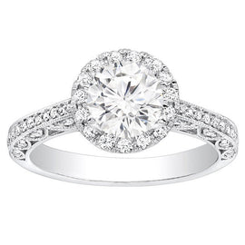 Natalie Vintage Halo Engagement Ring in 14k White Gold; 0.31 ctw