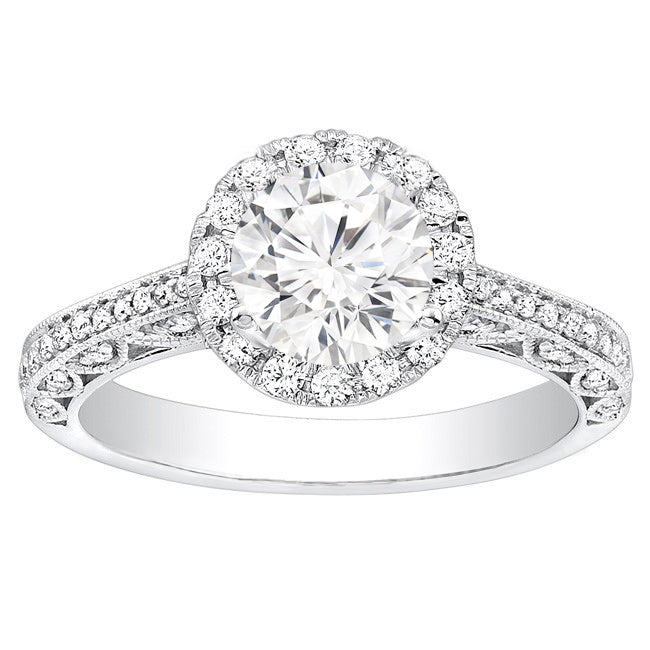 Natalie Vintage Halo Diamond Engagement Ring in 14K White Gold: 0.31 ctw