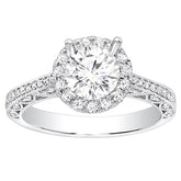 Natalie Vintage Halo Engagement Ring in 14k White Gold; 0.31 ctw