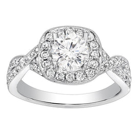 Criss Cross Halo Diamond Ring in 14K White Gold; 0.50 ctw