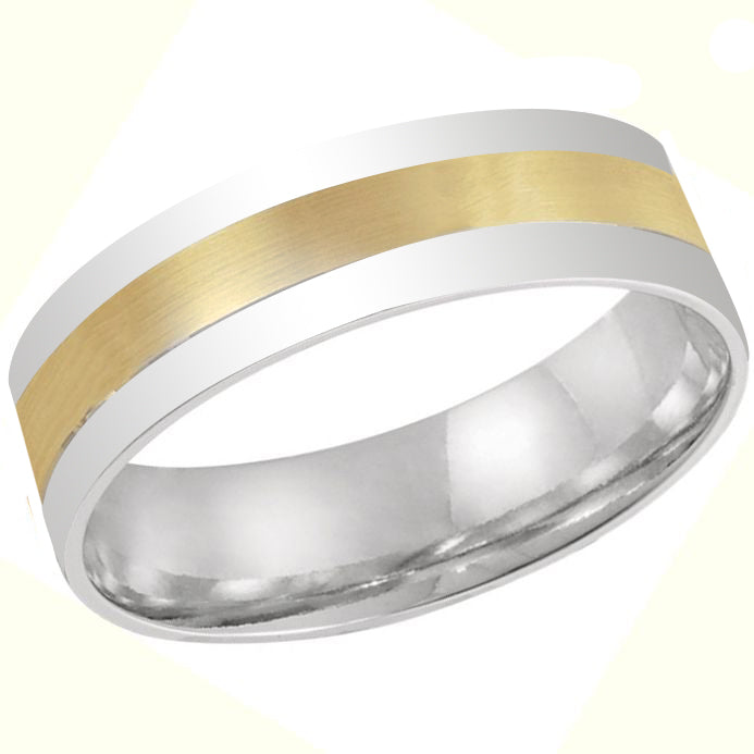 14K Two Toned Bond Inlay Men's Wedding Band