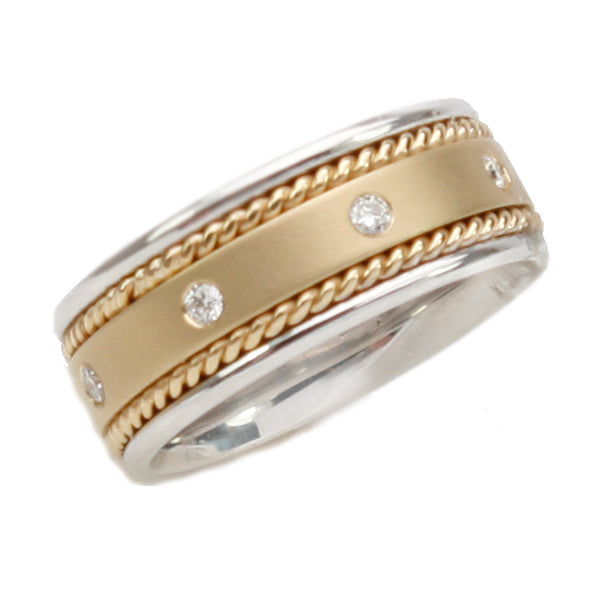 Two Tone Diamond Men's Wedding Band; Diamond .30 ctw