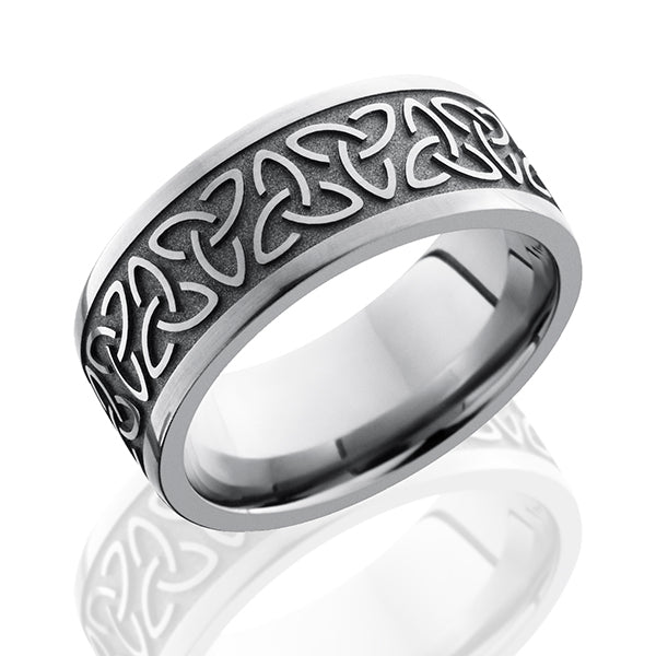 Titanium Wedding Band With Trinity Pattern