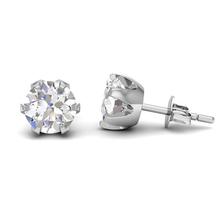 Rose solitaire studs in 18k white gold