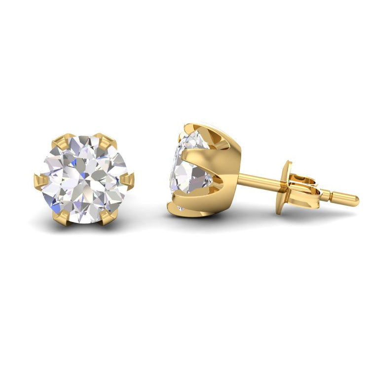 Rose solitaire studs in 18k yellow gold