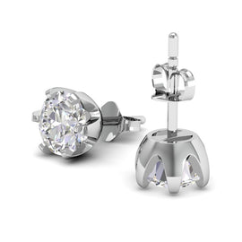 Rose solitaire studs in 18k white gold