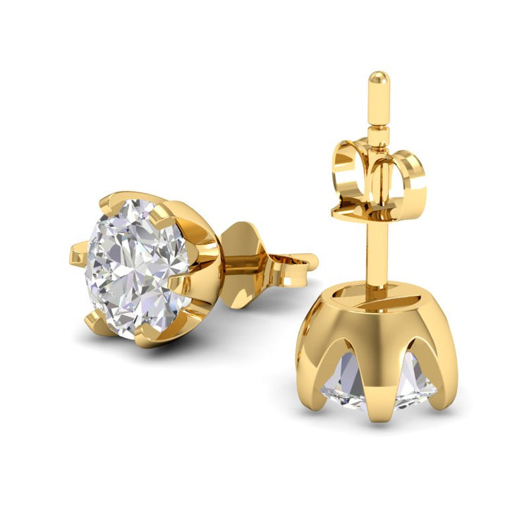 Rose solitaire studs in 18k yellow gold