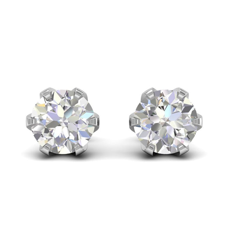 Rose solitaire studs in 18k white gold
