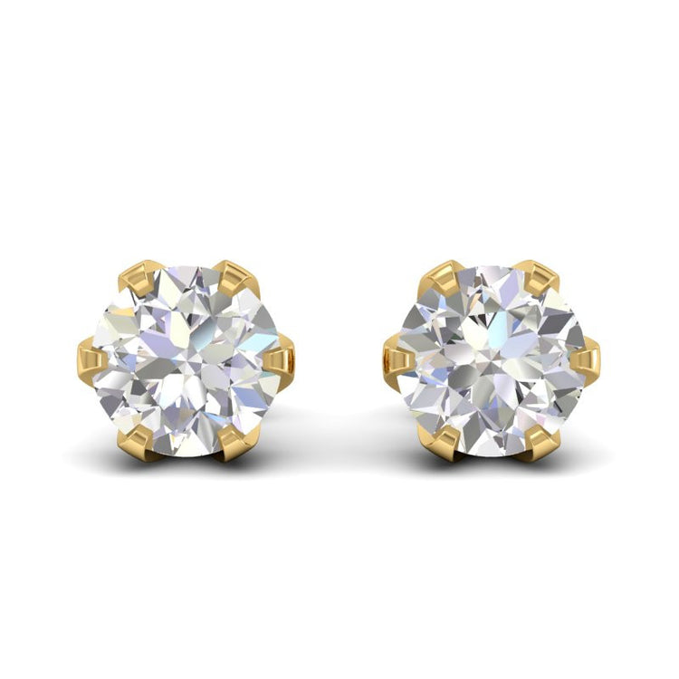 Rose solitaire studs in 18k yellow gold