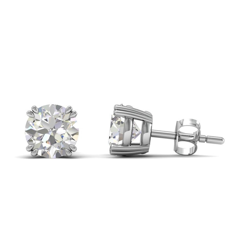 Double prong Diamond stud earrings in 18k white gold