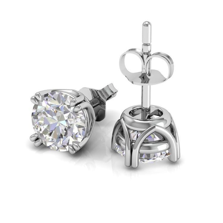 Vintage double prong Diamond stud earrings in 18K White gold