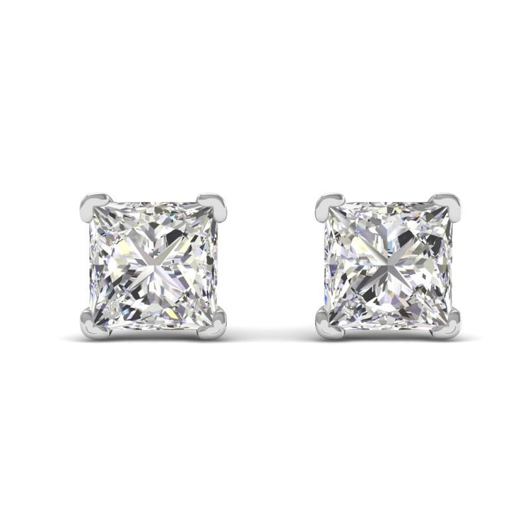Princess Diamond Studs in 18K white gold
