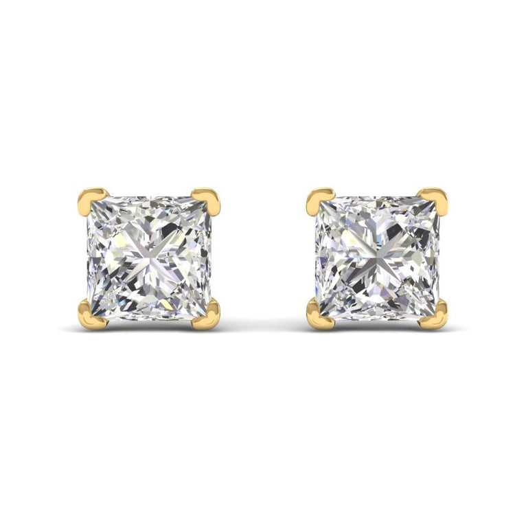 Princess Diamond Studs in 18K yellow gold