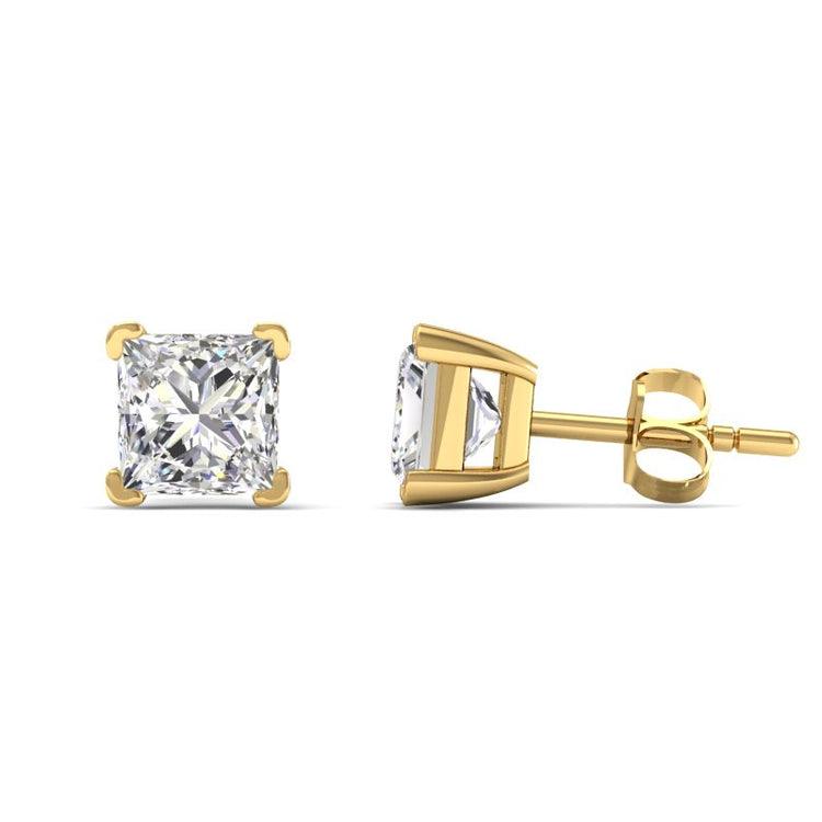 Princess Diamond Studs in 18K yellow gold